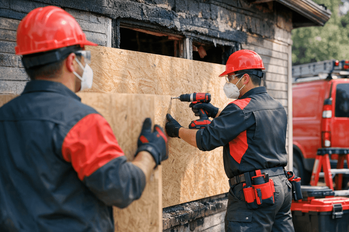 Emergency Board-up service by Phoenix Fire Damage Restoration